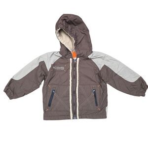 Columbia Toddler Boys 3T Brown Insulated Hooded Sherpa Lined Winter Jacket